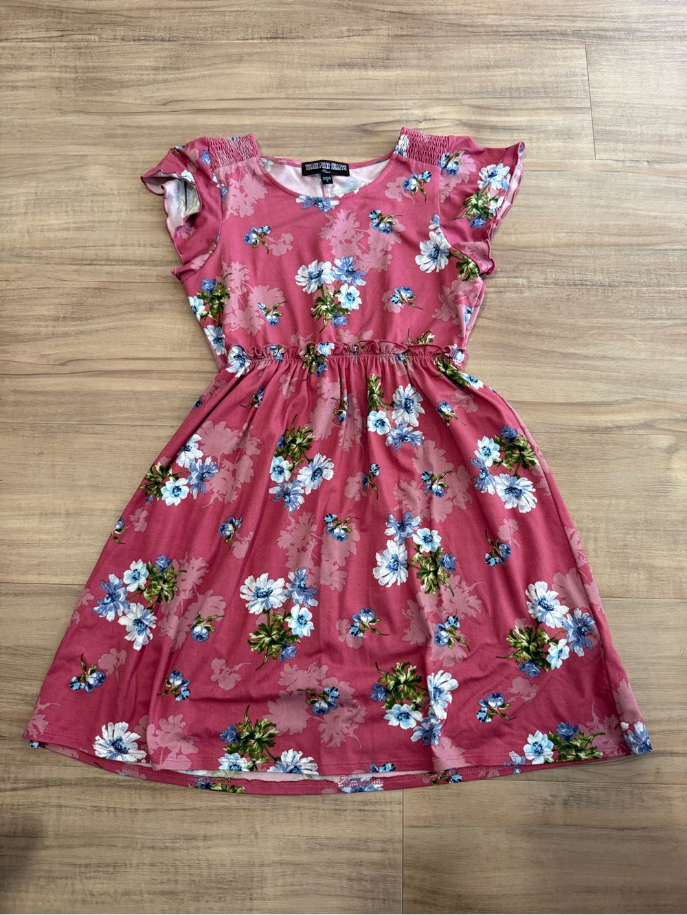 Three Hearts Pink Floral Casual Dress for Girls